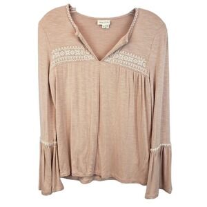Anthropologie | Meadow Rue Peach Bell Sleeve Blouse‎ SZ XS